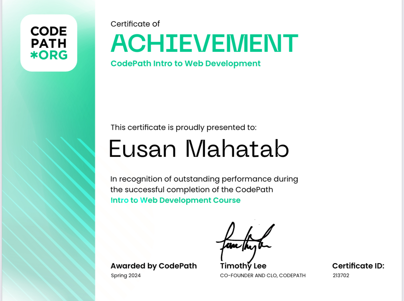 CodePath Certificate